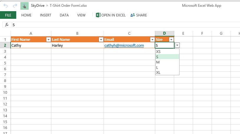 Spreadsheet with Data Validation on the web